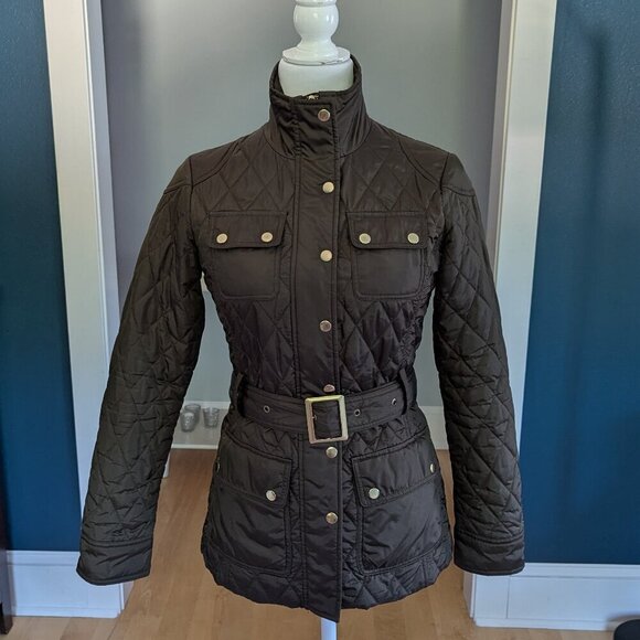 Banana Republic Factory Women's Quilted Jacket Size XS Brown With Belt - Picture 3 of 14